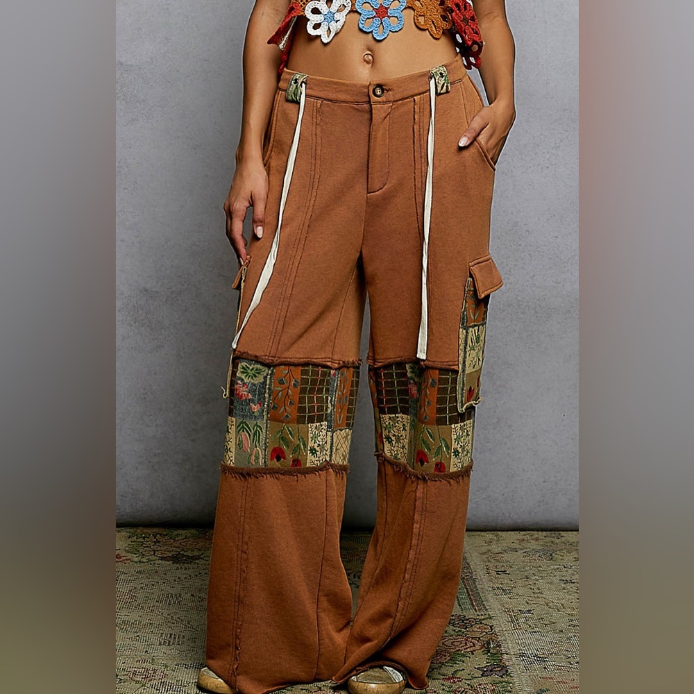 PB34 POL Earthy Patchwork Pants - Picture 1 of 5